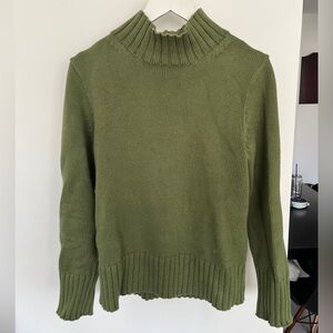 J CREW | Mock Turtleneck Sweater Ribbed Sleeves in Green Size S